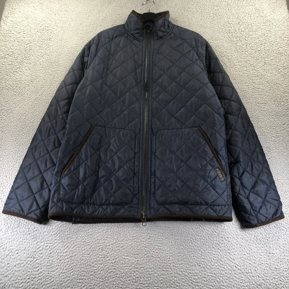 Polo Ralph Lauren Jacket Mens XL Tall Blue Diamond Quilted Corduroy Trim